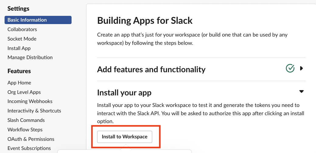 Install Slack App